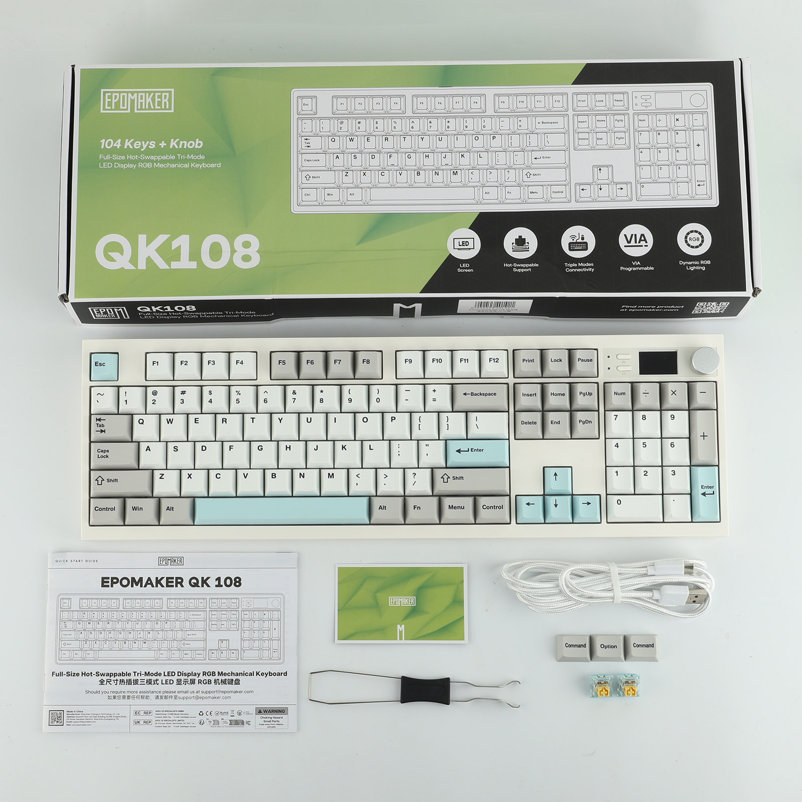 EPOMAKER QK108 QMK/VIA rozloženie ANSI US v plnej