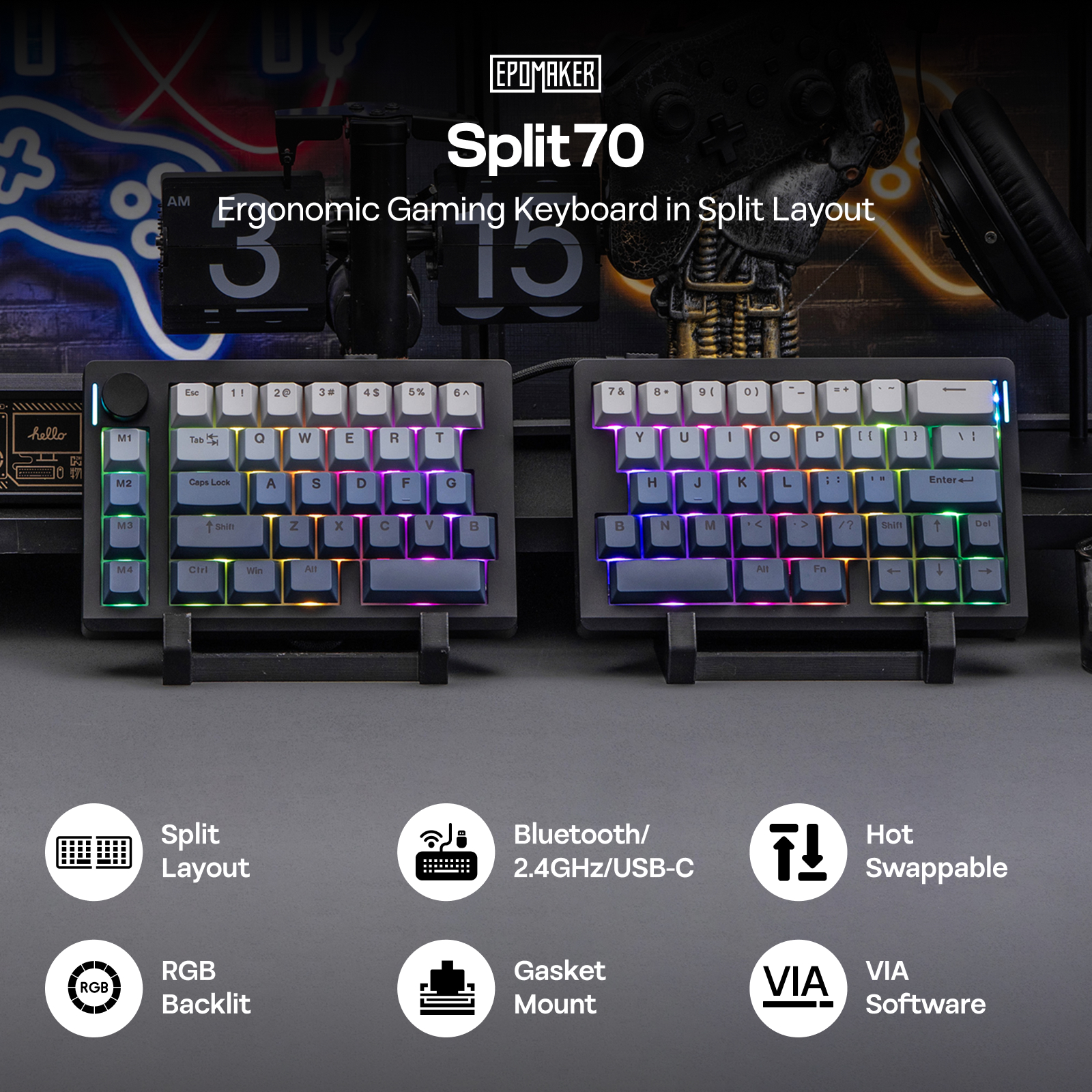 EPOMAKER Split70 QMK/VIA 70% Split Layout