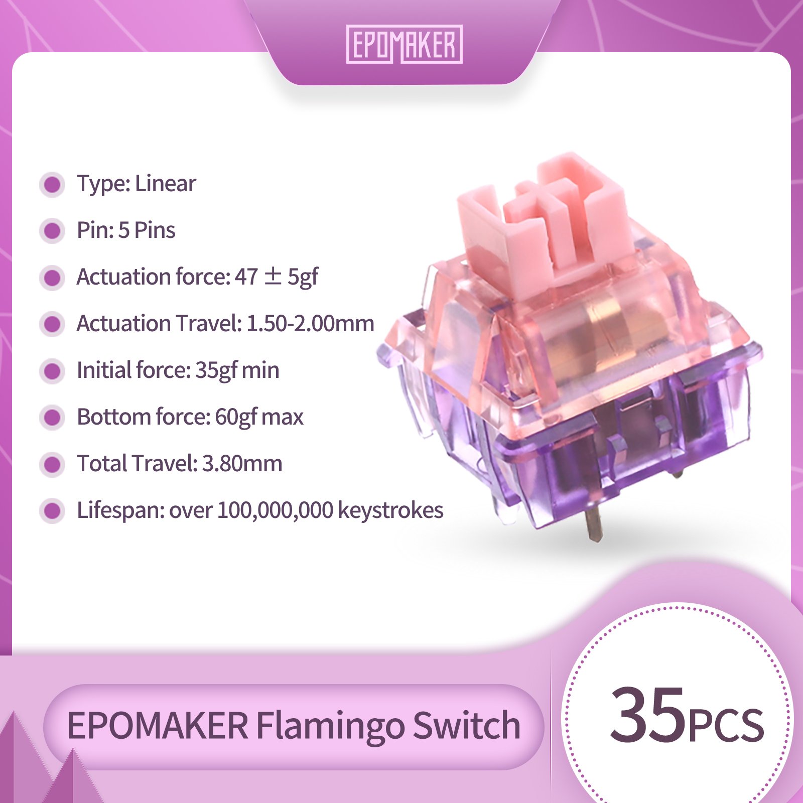 Juego de 35 interruptores lineales Flamingo de EPOMAKER