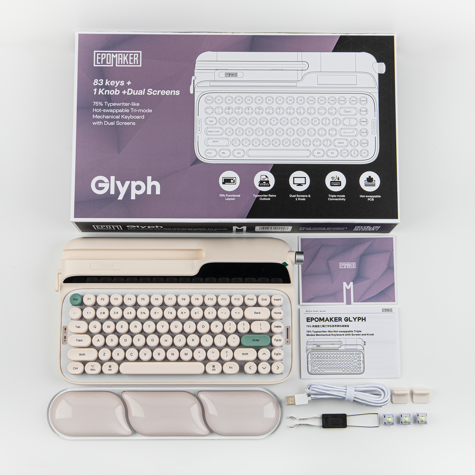 EPOMAKER Glyph 75 % ANSI JAV išdėstymas Laidinis / 2,4