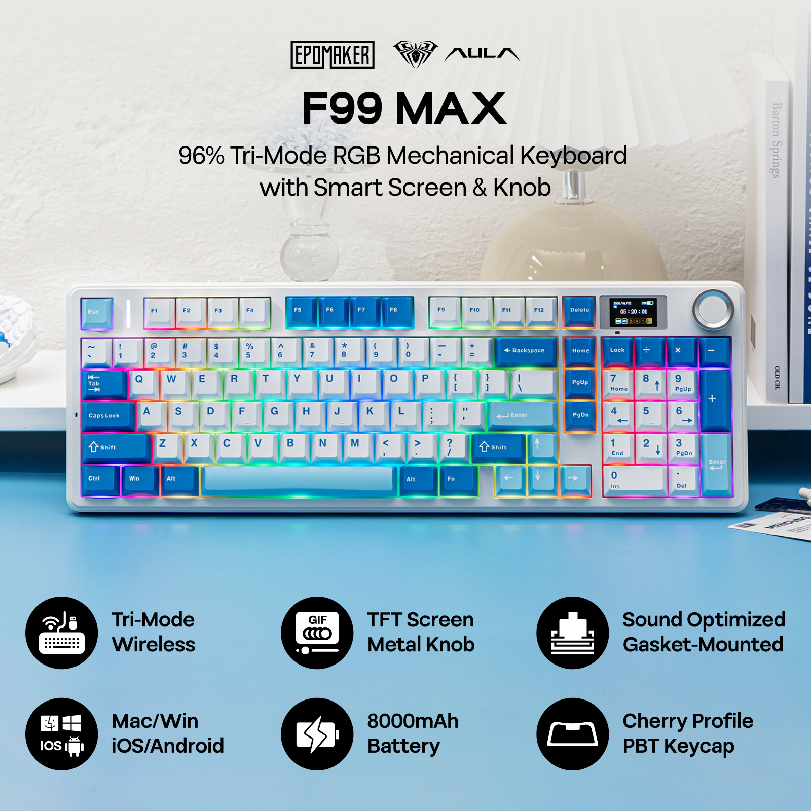 EPOMAKER × AULA F99 MAX 96% ANSI US লেআউট হট-সোয়াপ
