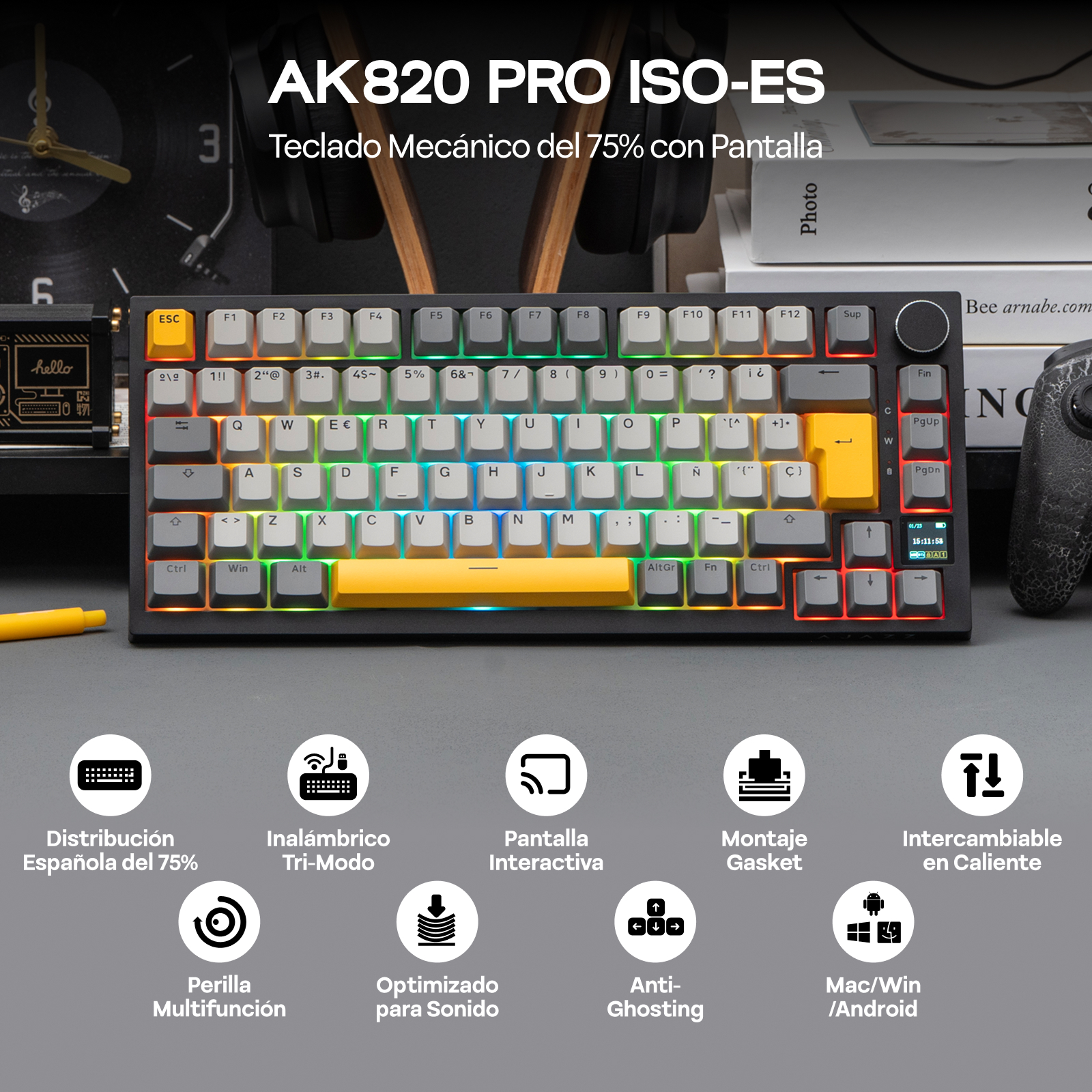 ISO-ES-layout EPOMAKER X AJAZZ AK820 PRO 75 % spansk