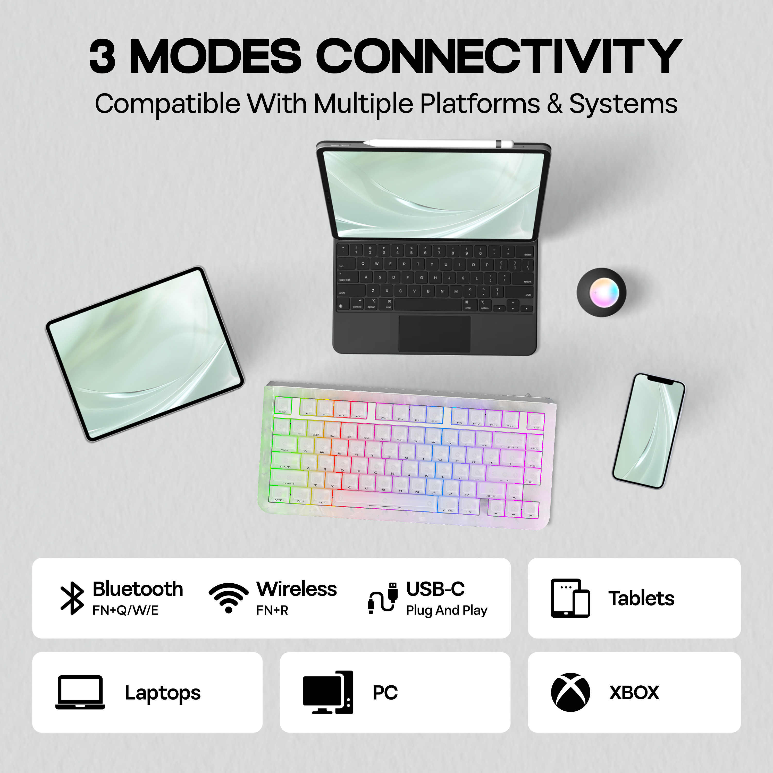 KiiBOOM Jade75 QMK/VIA 75% гаряча заміна, монтований у