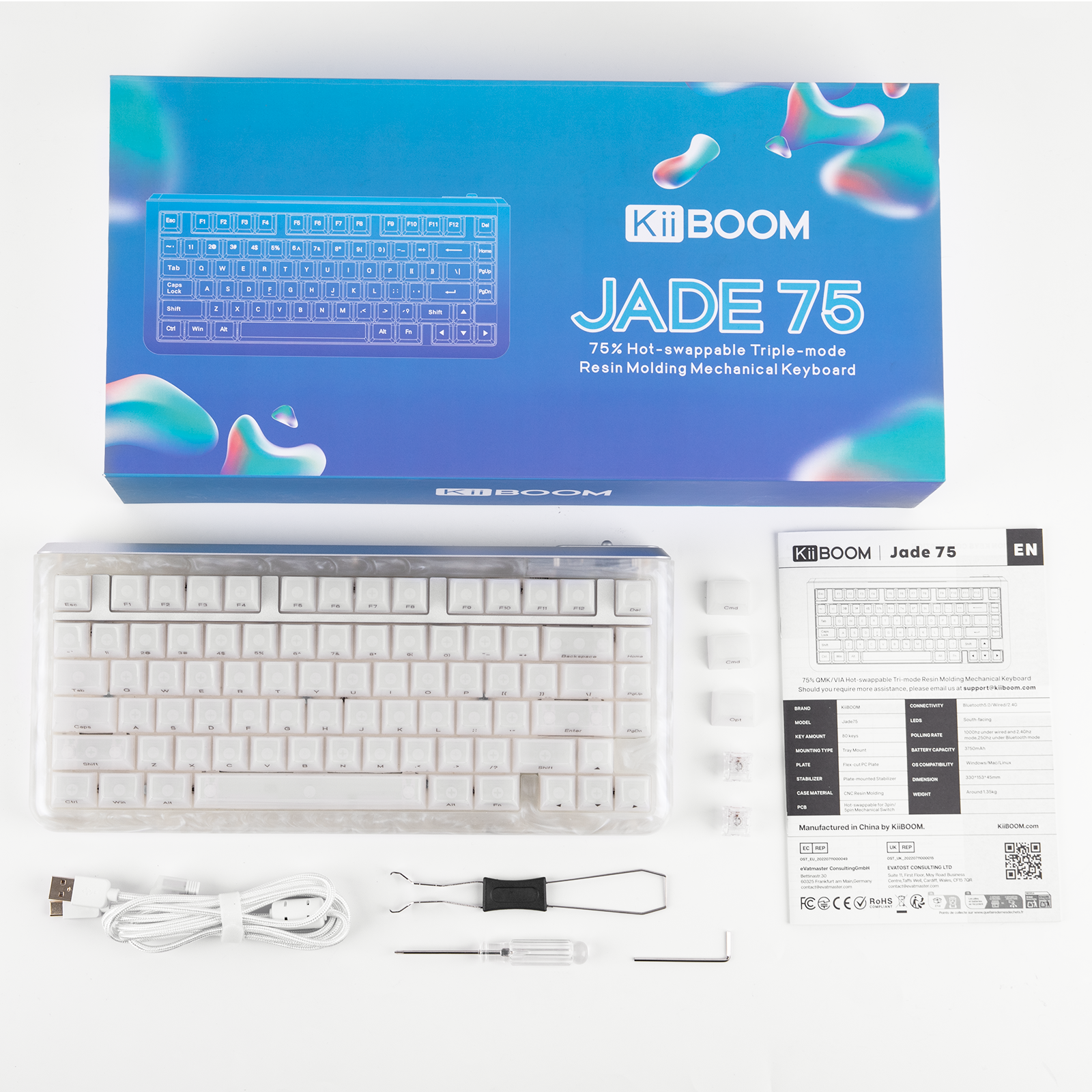 KiiBOOM Jade75 QMK/VIA 75% гаряча заміна, монтований у