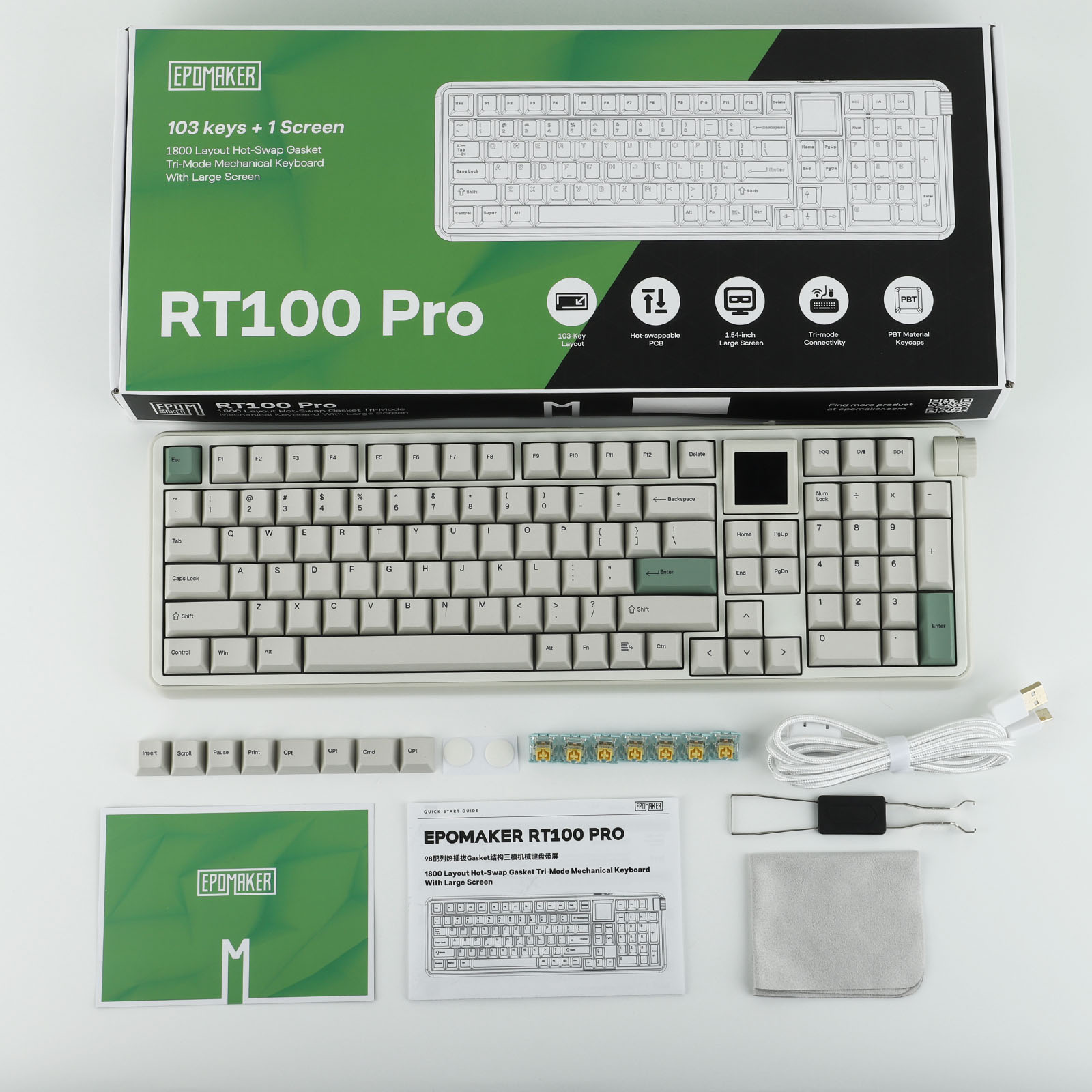 EPOMAKER RT100 PRO 100% plná velikost ANSI US rozvržení