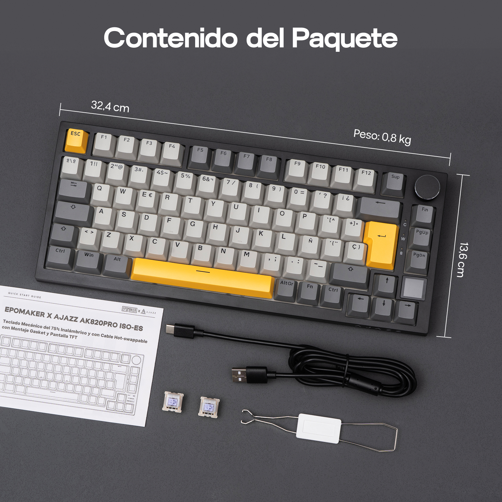 ISO-ES-layout EPOMAKER X AJAZZ AK820 PRO 75 % spansk