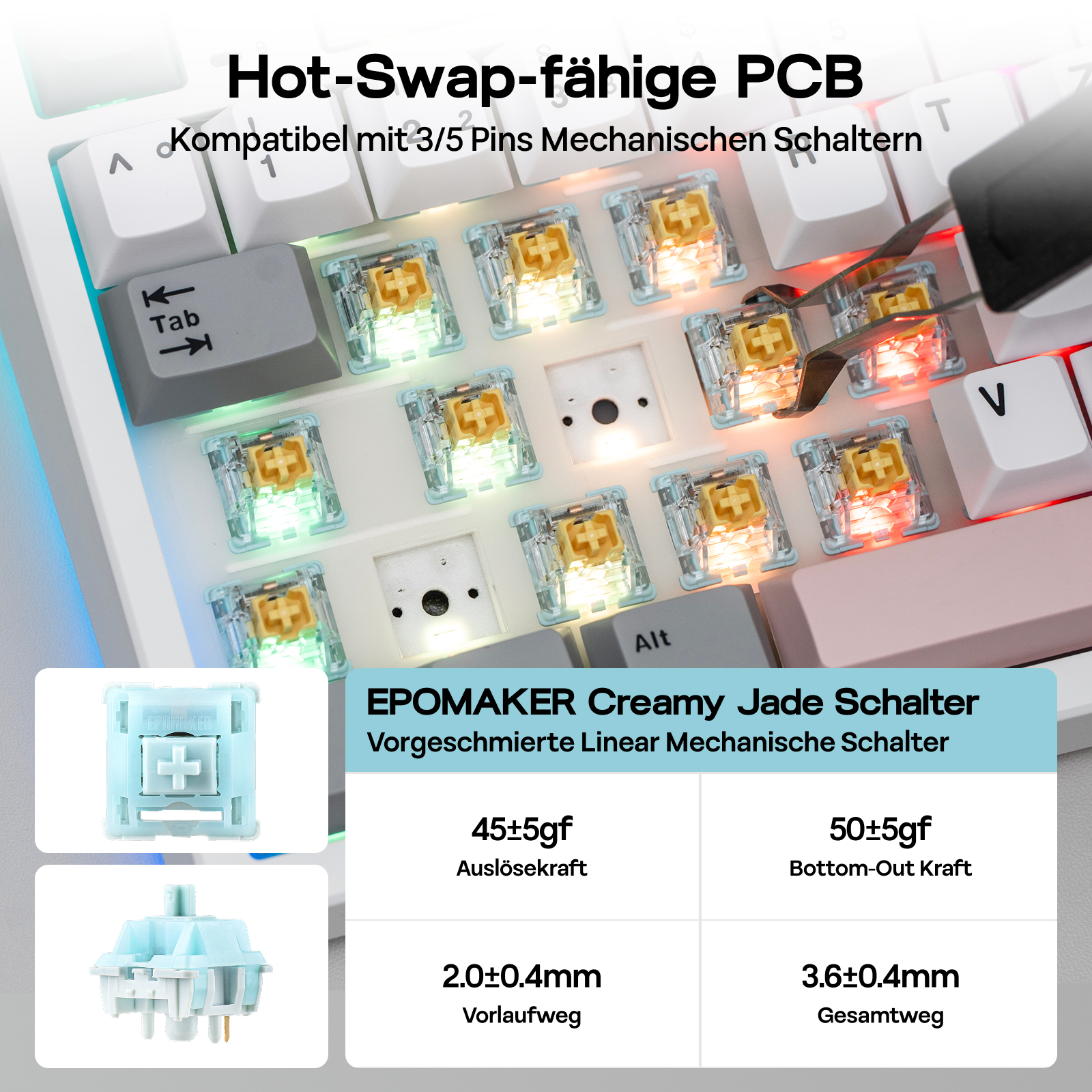 EPOMAKER TH87 ISO-DE টেনকিলেস TKL লেআউট