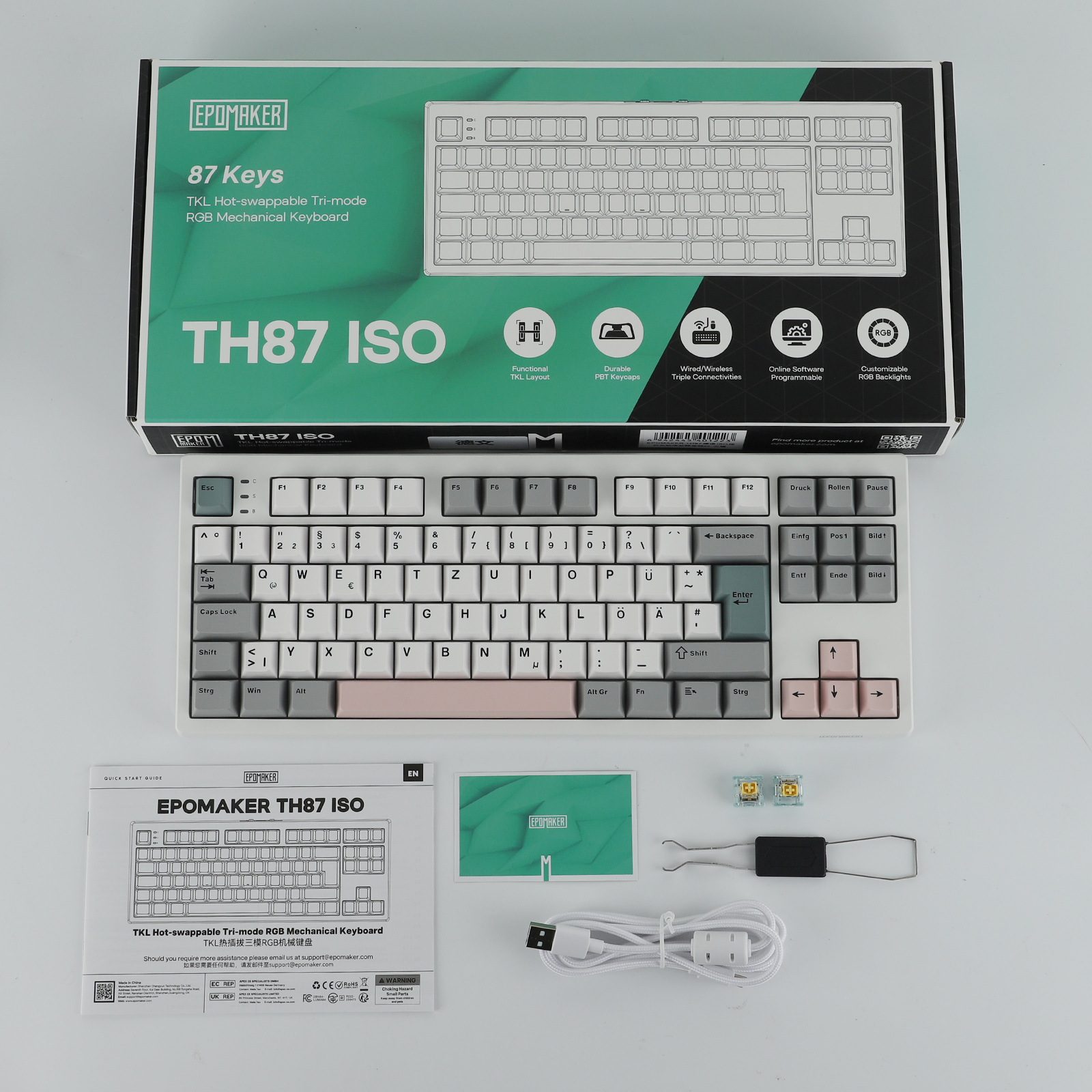 EPOMAKER TH87 ISO-DE টেনকিলেস TKL লেআউট