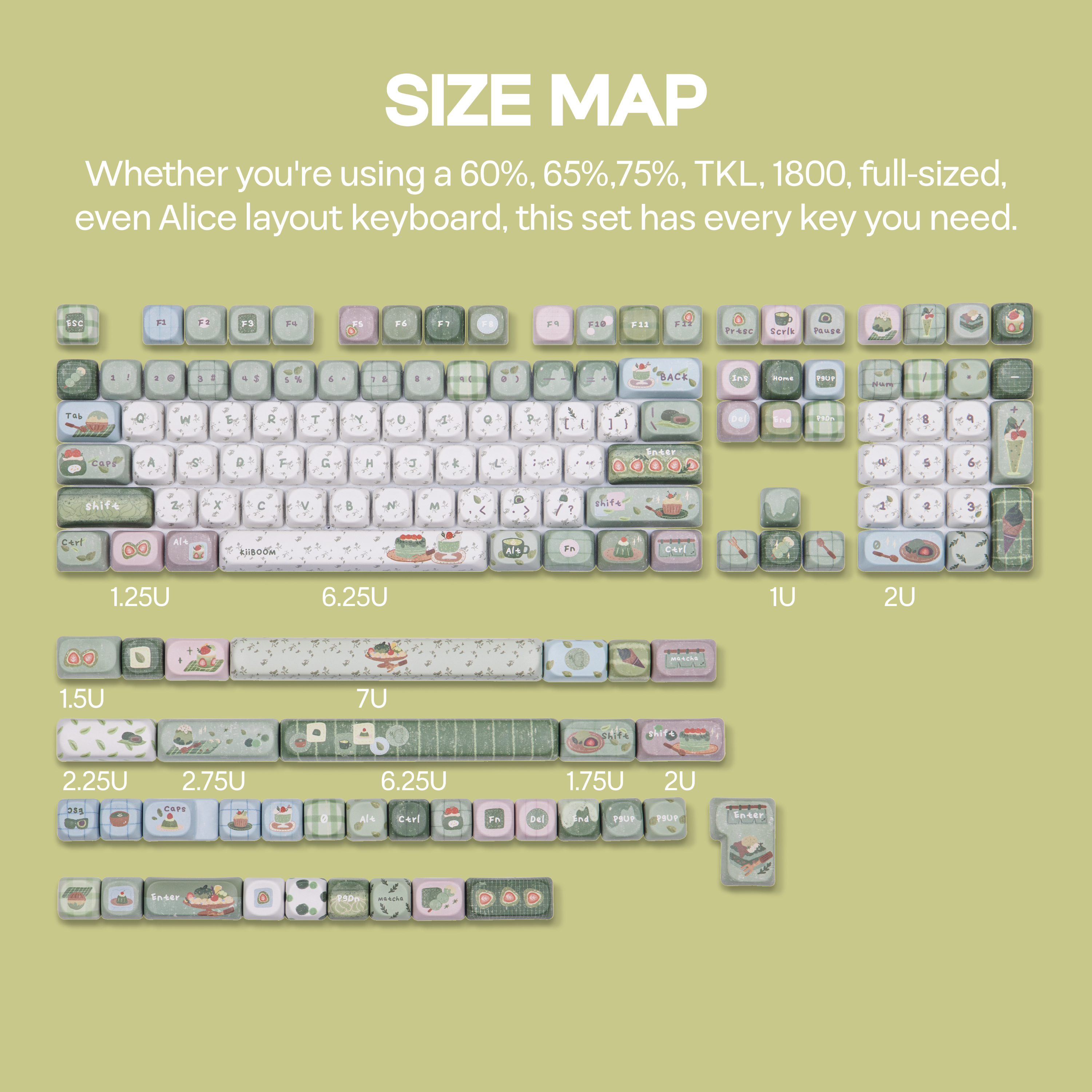 KiiBOOM Sprout Picnic Keycap Set 144 Keys MOA Profile