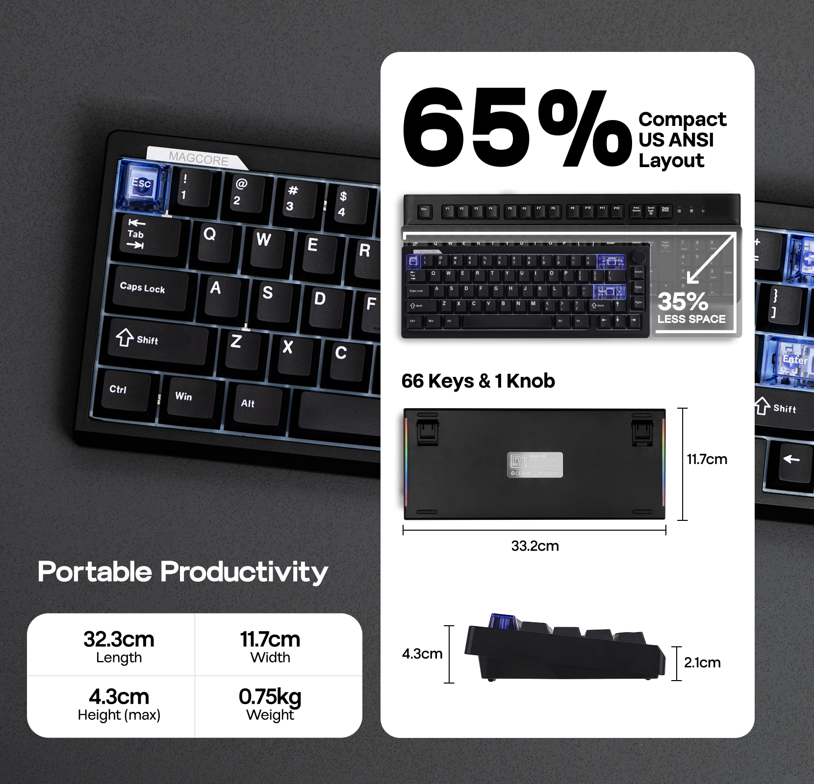 EPOMAKER Magcore65 Lite 65% US QWERTY Layout
