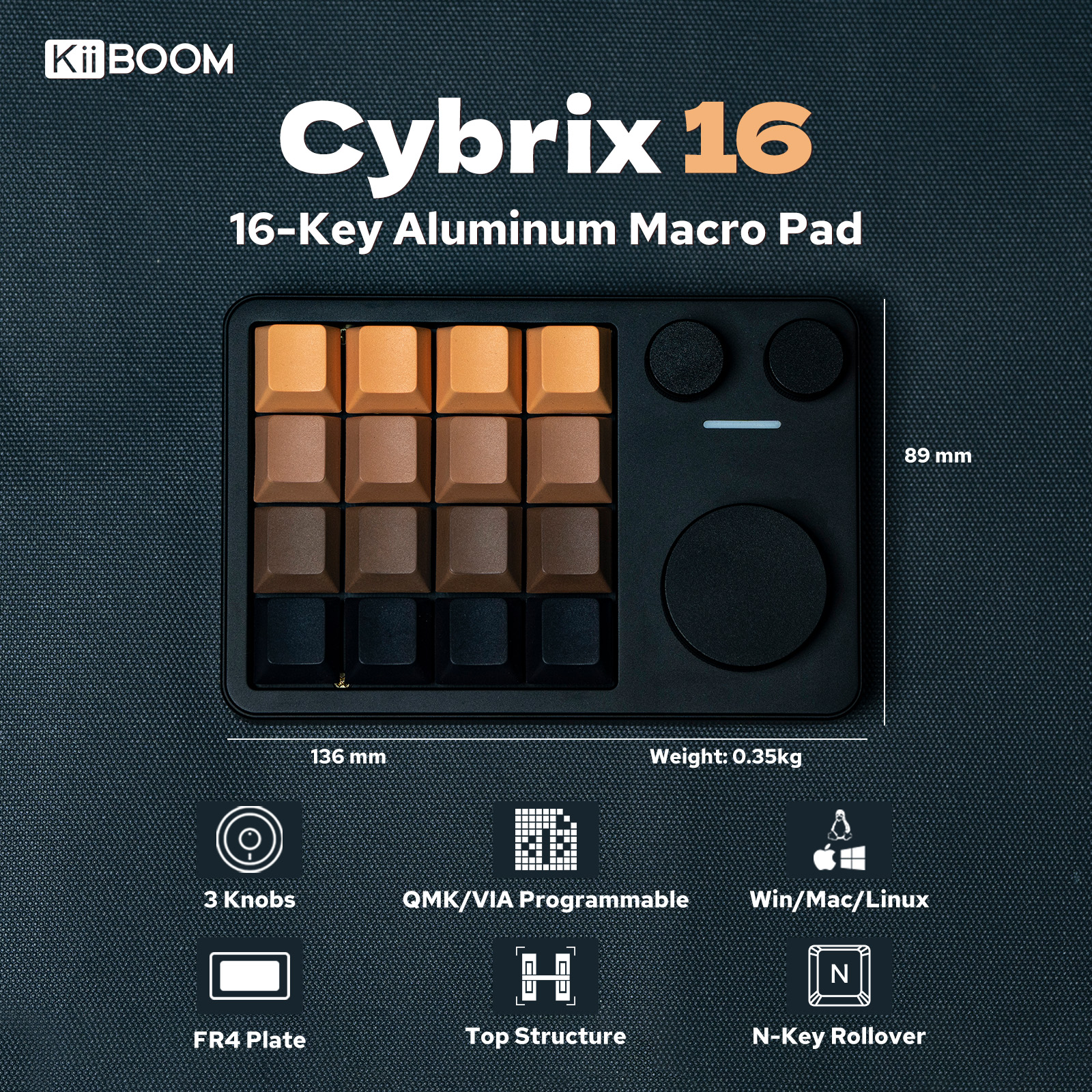 KiiBOOM Cybrix 16 16 teclas + 3 perillas con conexión