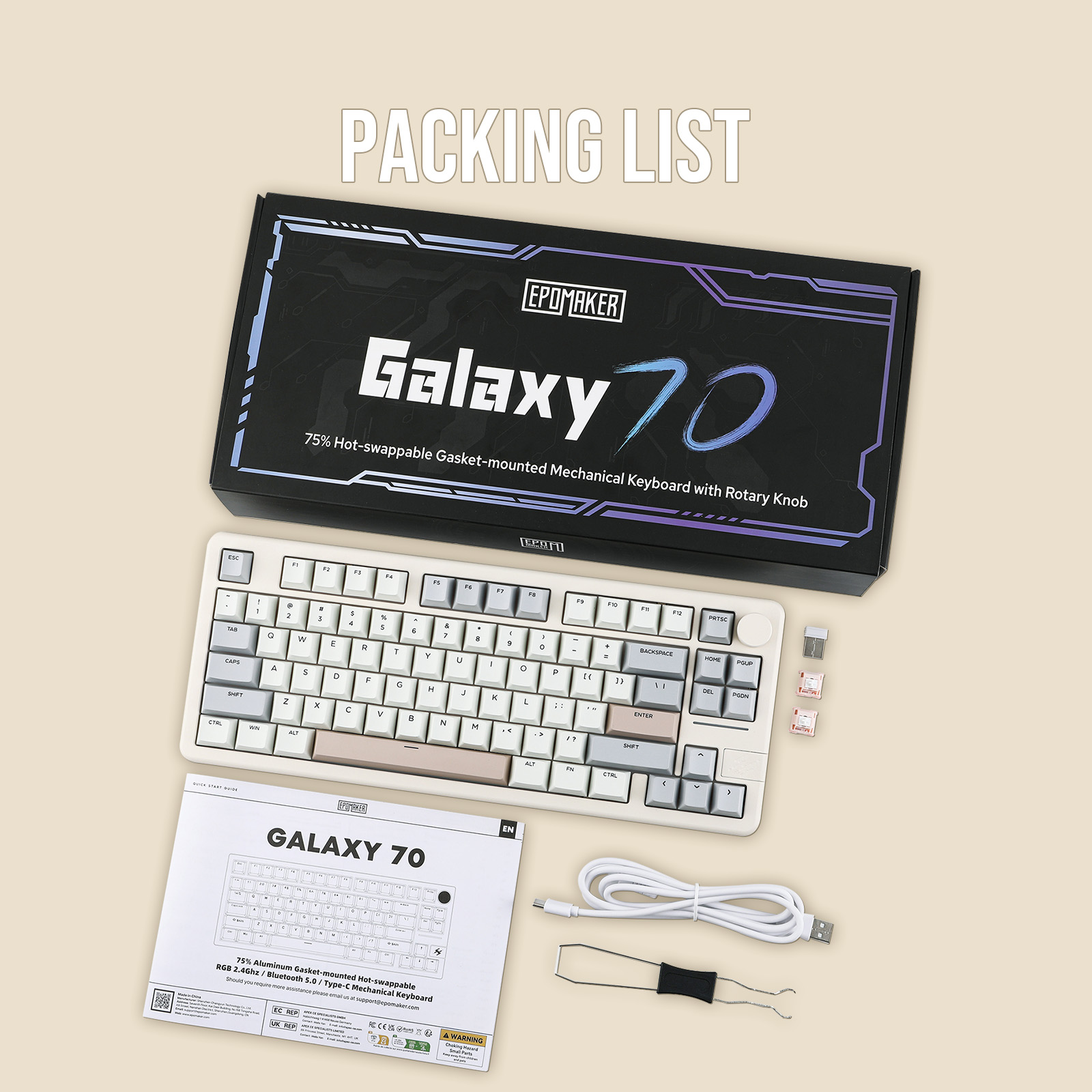 EPOMAKER Galaxy 70 75% rozloženie hliníkové tesnenie