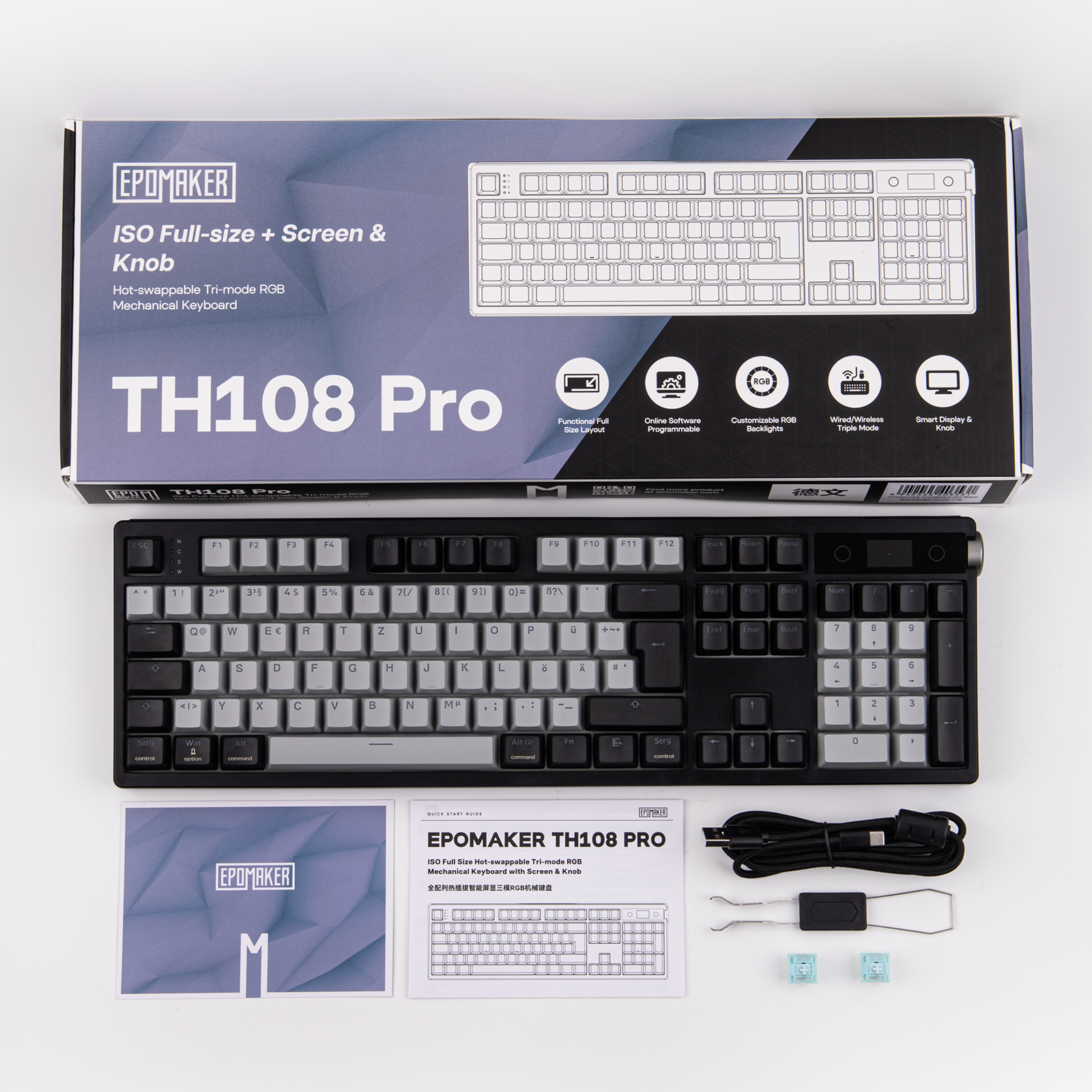 ISO-DE EPOMAKER TH108 PRO Full-Size QWERTZ German