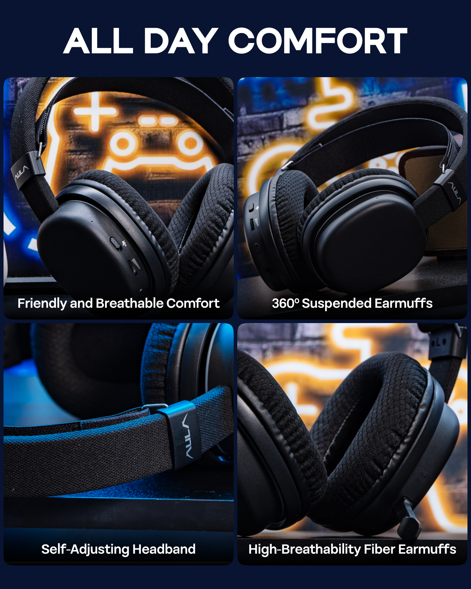 AULA G7 Wired/BT/2.4GHz Wireless Gaming Headphone
