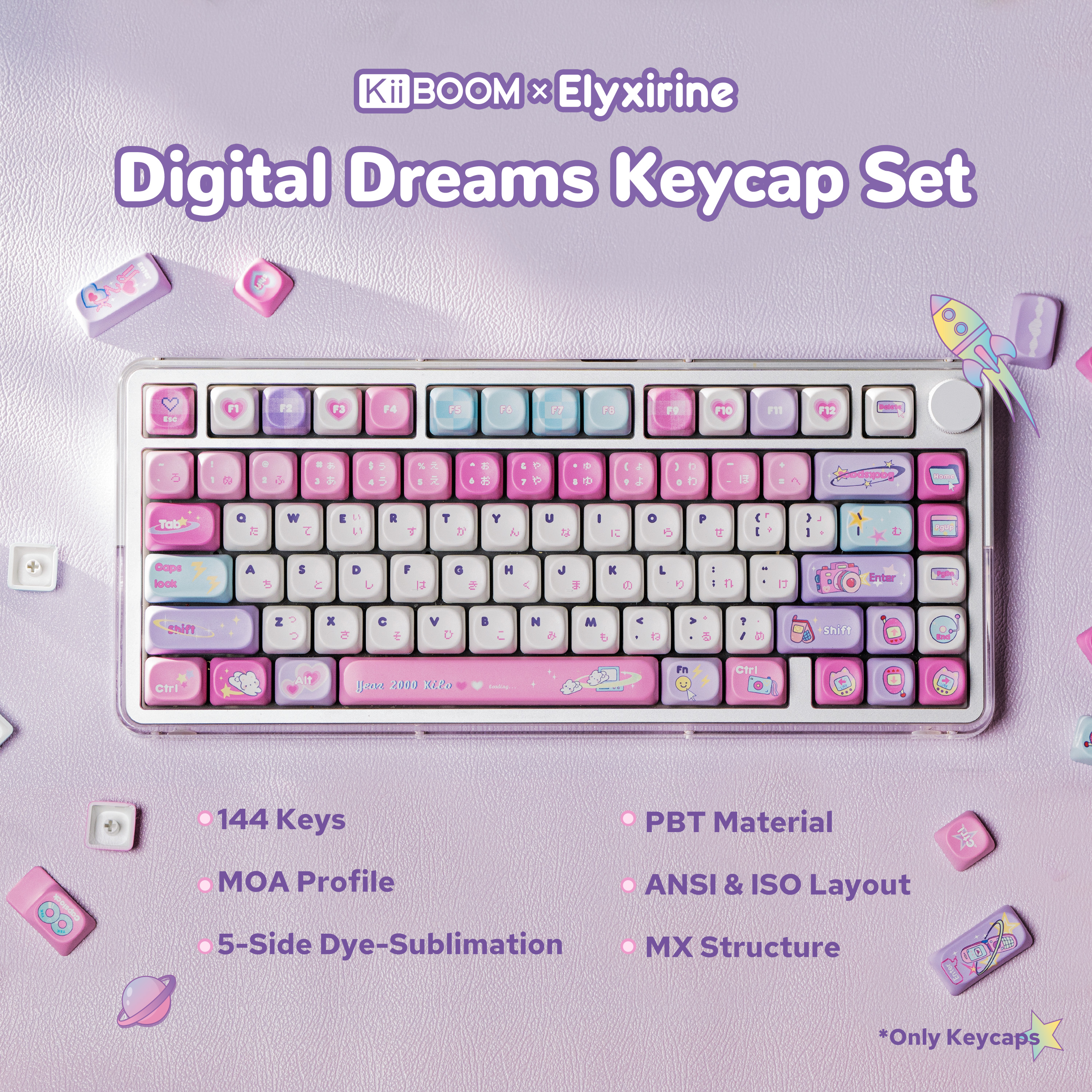 KiiBOOM x Elyxirine Digital Dreams: Pastel Y2K Keycap