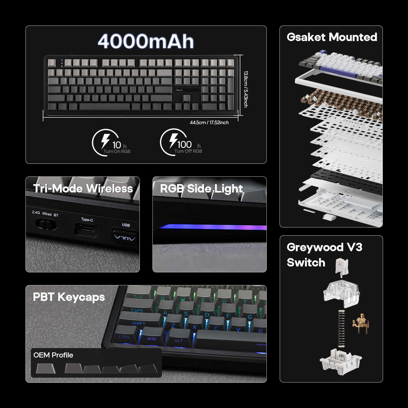 EPOMAKER x AULA F108 পূর্ণ আকার ১০০% ANSI লেআউট