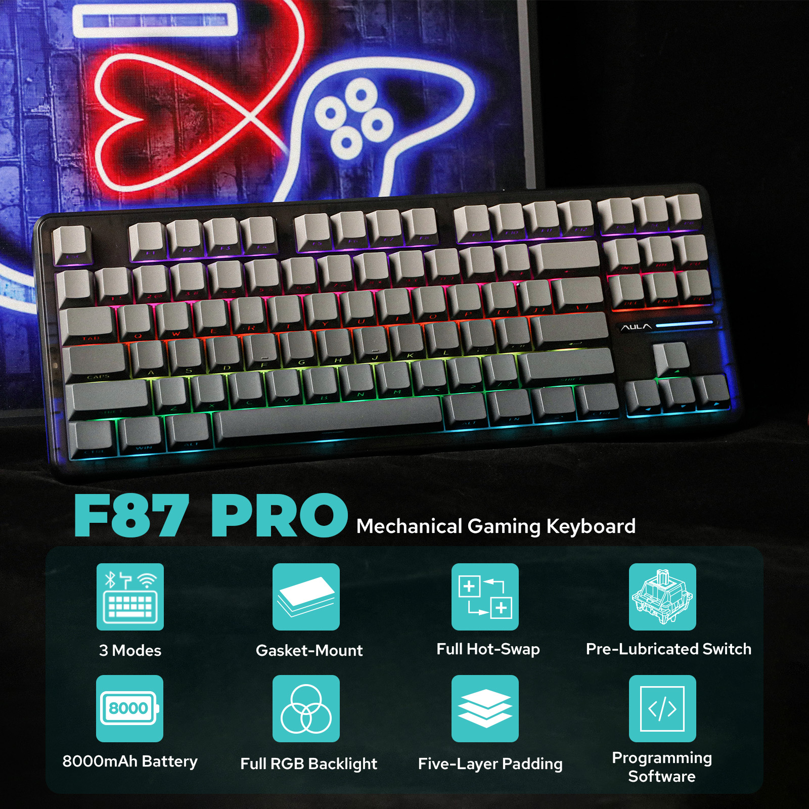 EPOMAKER x AULA F87 Pro 87키 핫스왑 가능 키보드