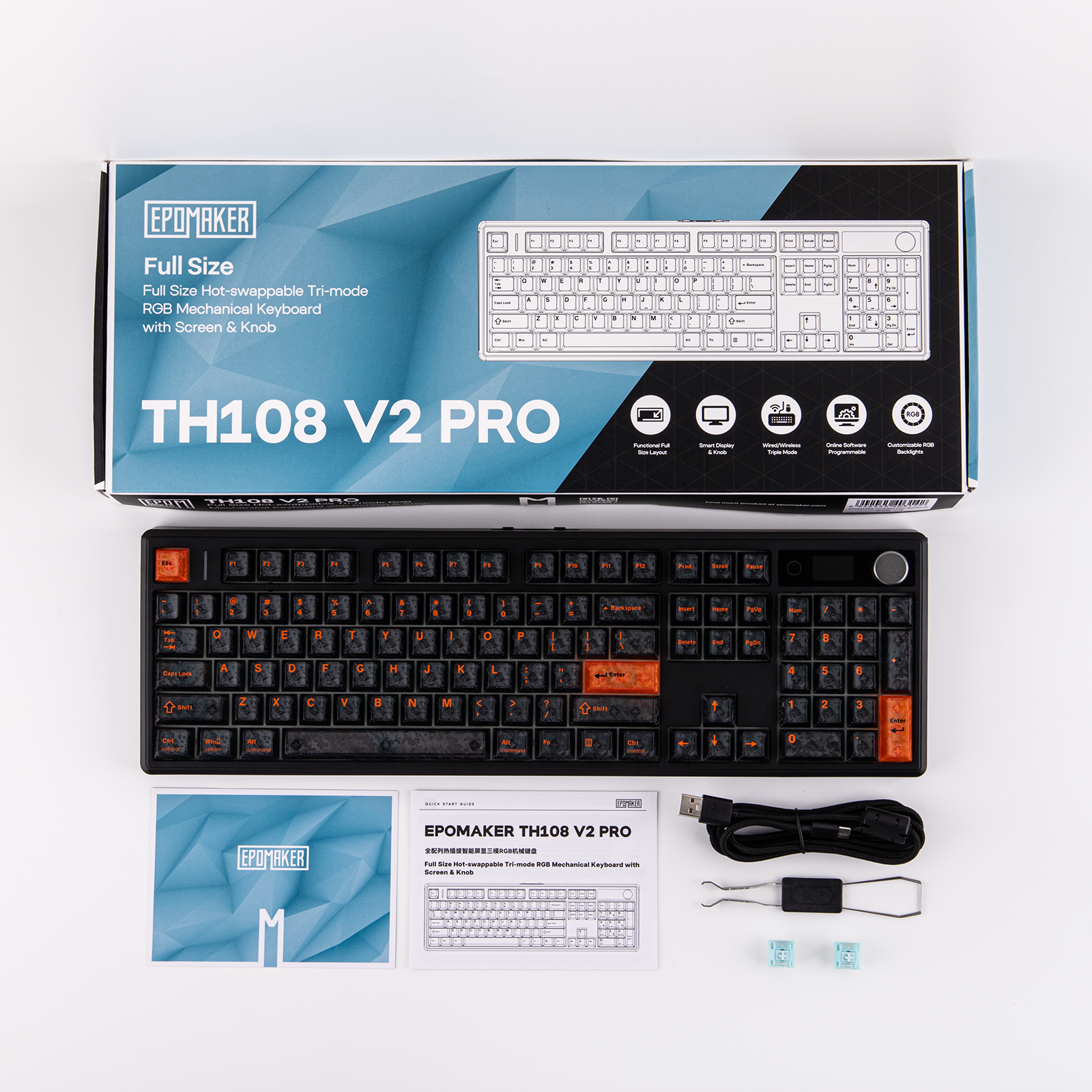 EPOMAKER TH108 V2 PRO 100 % ANSI JAV išdėstymas