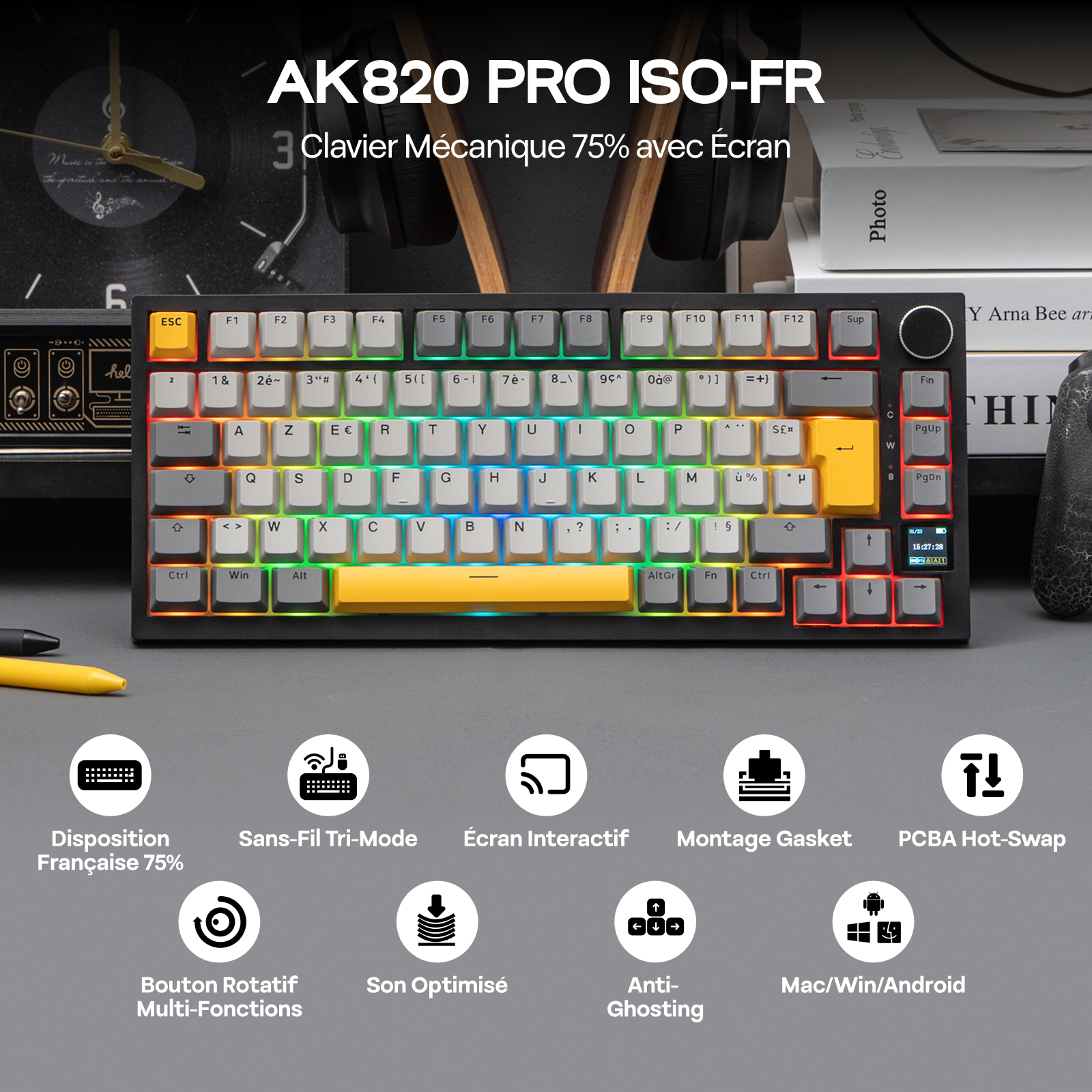ISO-FR Layout EPOMAKER X AJAZZ AK820 PRO 75% AZERTY
